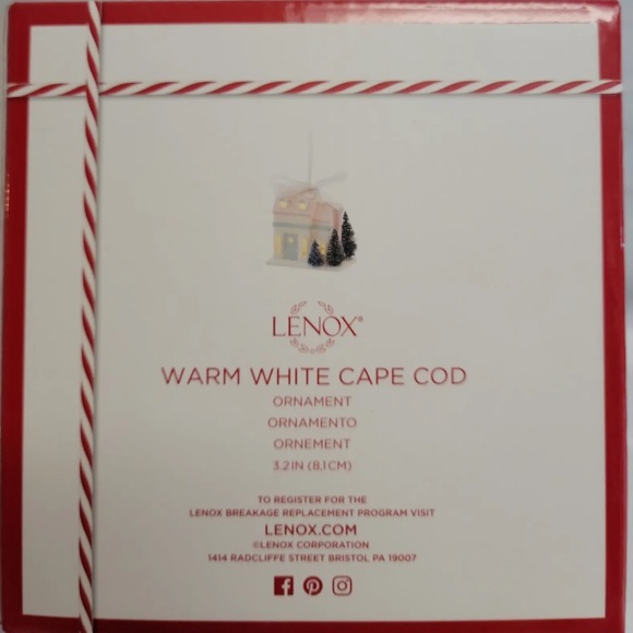 Lenox Light Up Cape Cod House Ornament Christmas Holiday Warm White 3" - Picture 2 of 8
